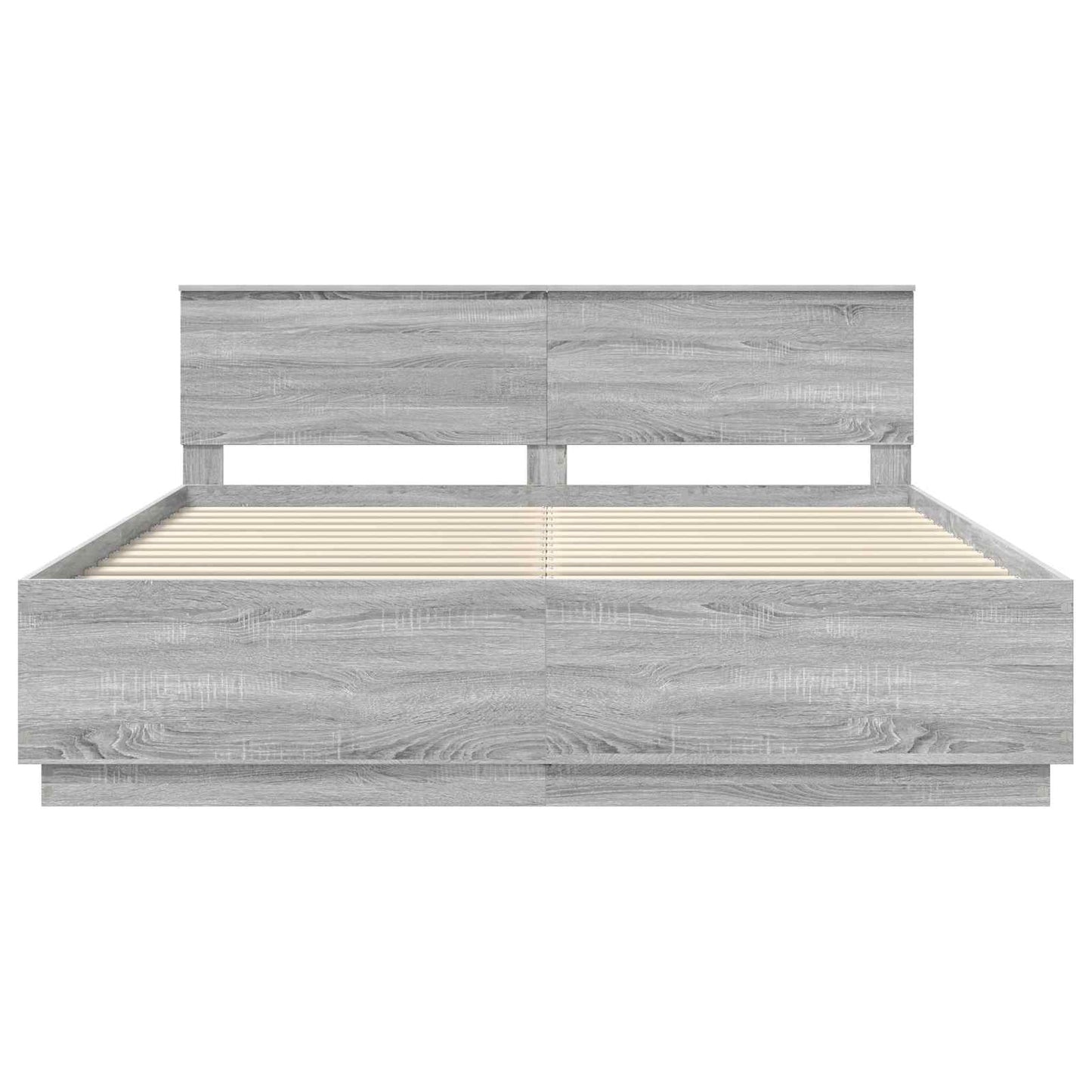 Bedframe met hoofdeinde Grijs Sonoma 200 x 200 cm Bewerkt hout