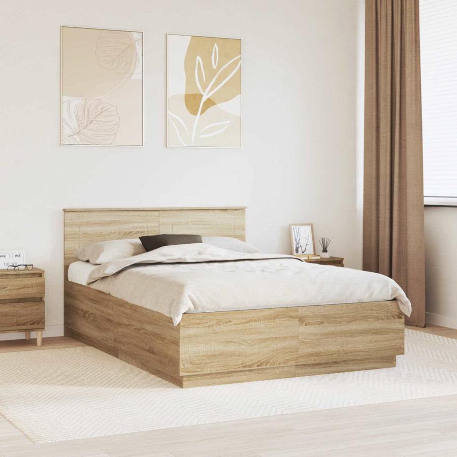 Bedframe met hoofdeinde Sonoma Eiken 160 x 200 cm Bewerkt hout