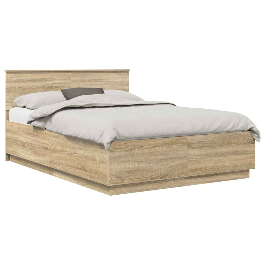 Bedframe met hoofdeinde Sonoma Eiken 160 x 200 cm Bewerkt hout