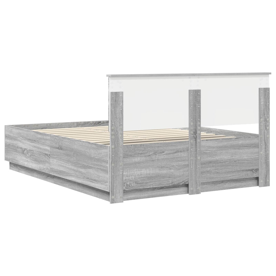Bedframe met hoofdeinde Grijs Sonoma 160 x 200 cm Bewerkt hout