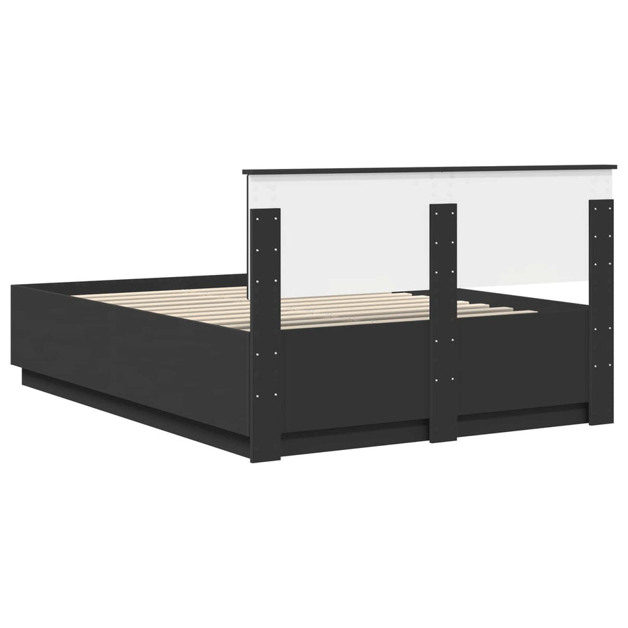 Bedframe met hoofdeinde Zwart 150 x 200 cm Bewerkt hout
