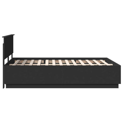Bedframe met hoofdeinde Zwart 150 x 200 cm Bewerkt hout