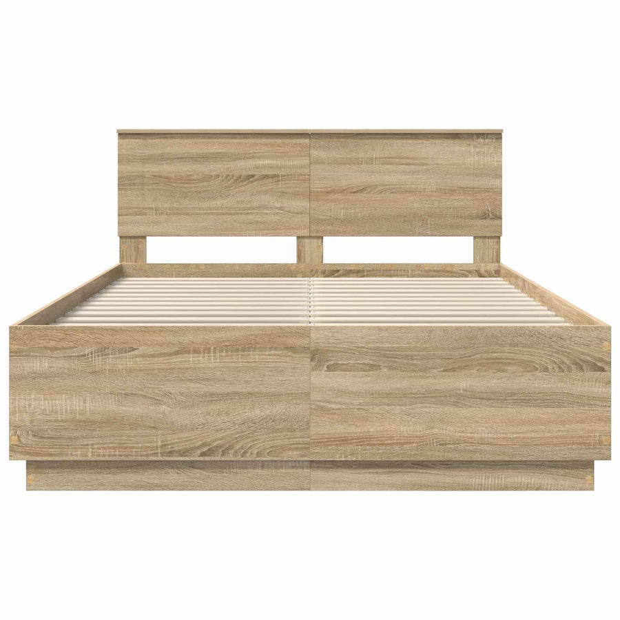 Bedframe met hoofdeinde Sonoma Eiken 150 x 200 cm Bewerkt hout