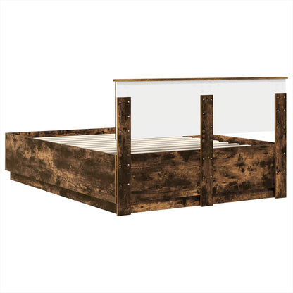 Bedframe met hoofdeinde Gerookt eiken 150 x 200 cm Bewerkt hout