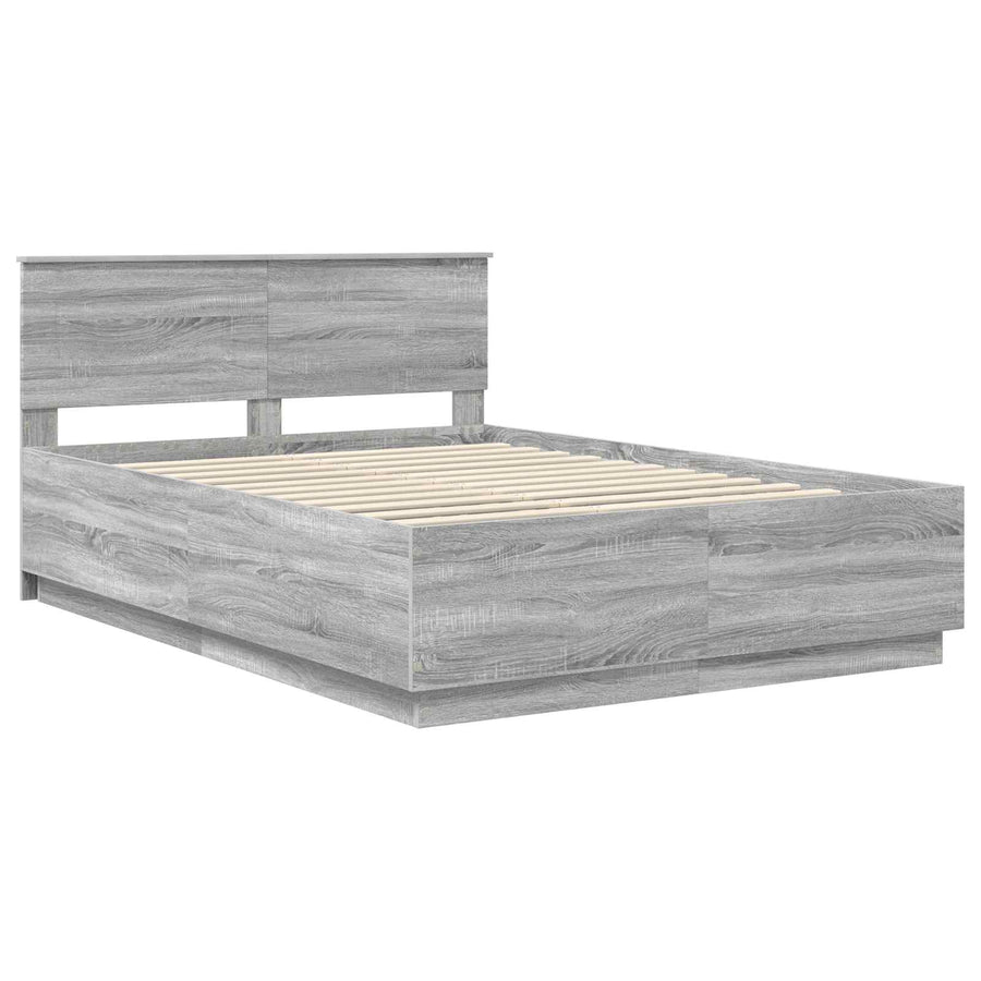 Bedframe met hoofdeinde Grijs Sonoma 150 x 200 cm Bewerkt hout