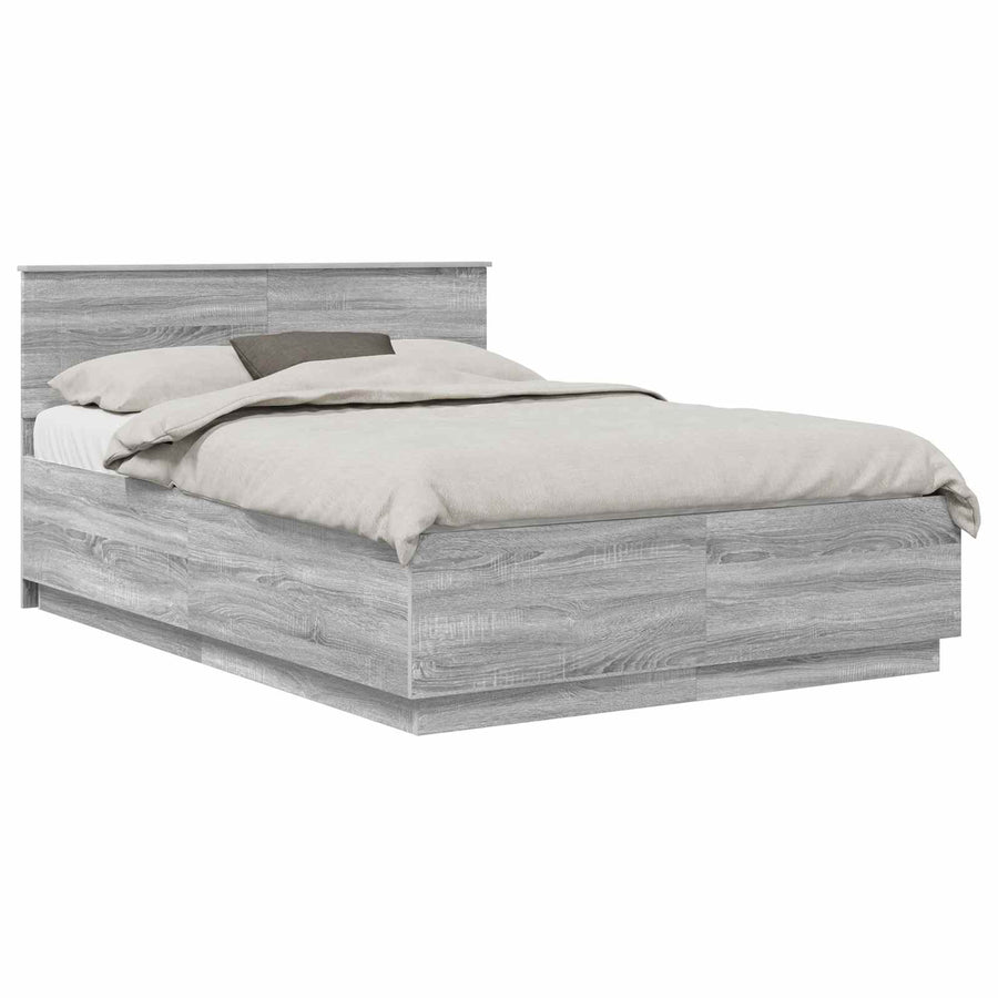 Bedframe met hoofdeinde Grijs Sonoma 150 x 200 cm Bewerkt hout