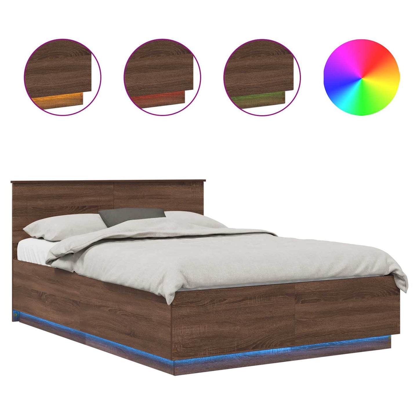 Bedframe met hoofdeinde Bruin Eiken 150 x 200 cm Bewerkt hout