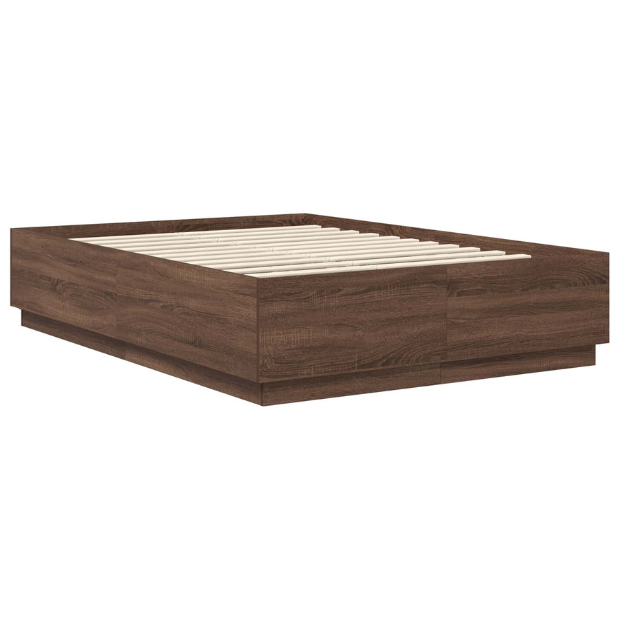 Bedframe met hoofdeinde Bruin Eiken 150 x 200 cm Bewerkt hout