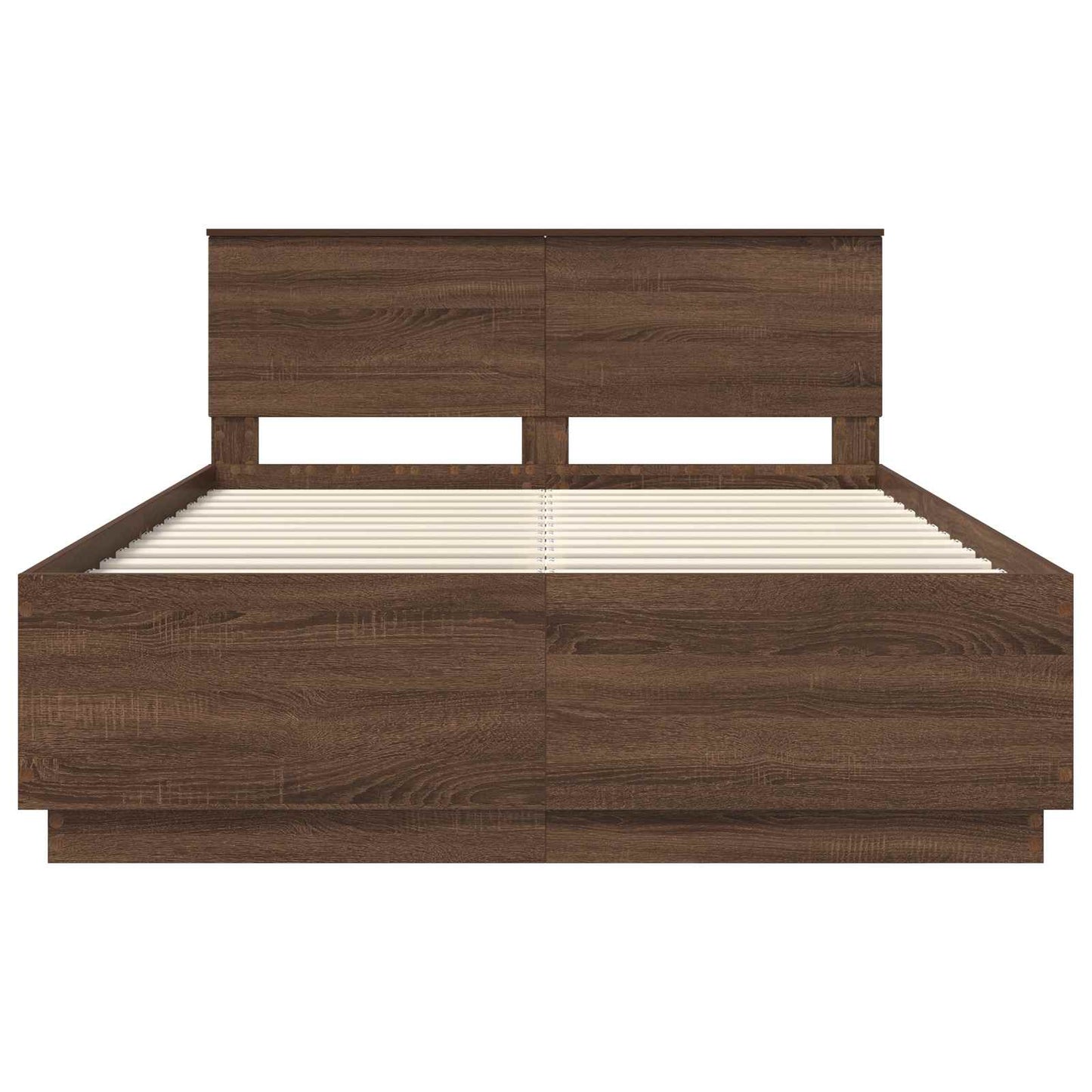 Bedframe met hoofdeinde Bruin Eiken 150 x 200 cm Bewerkt hout