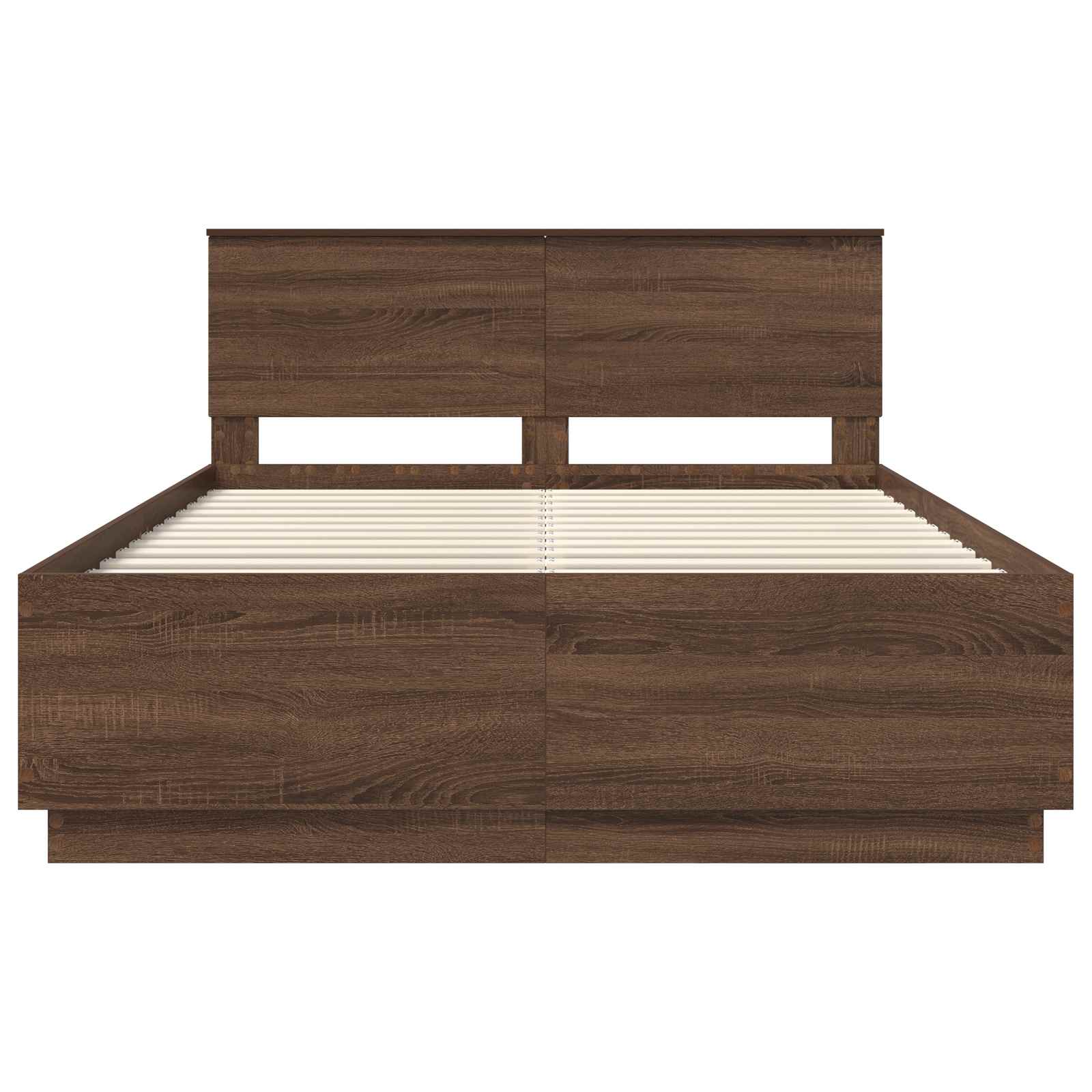 Bedframe met hoofdeinde Bruin Eiken 150 x 200 cm Bewerkt hout
