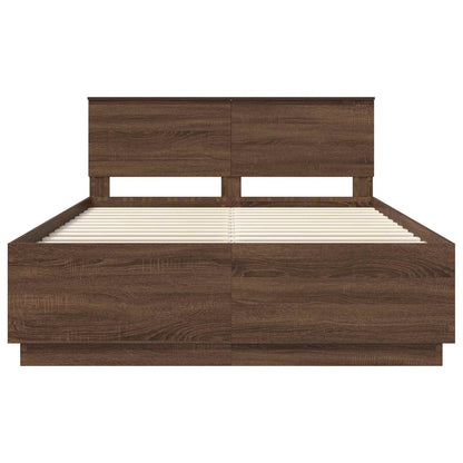 Bedframe met hoofdeinde Bruin Eiken 150 x 200 cm Bewerkt hout