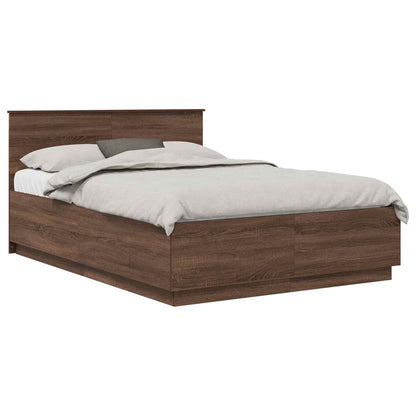 Bedframe met hoofdeinde Bruin Eiken 150 x 200 cm Bewerkt hout