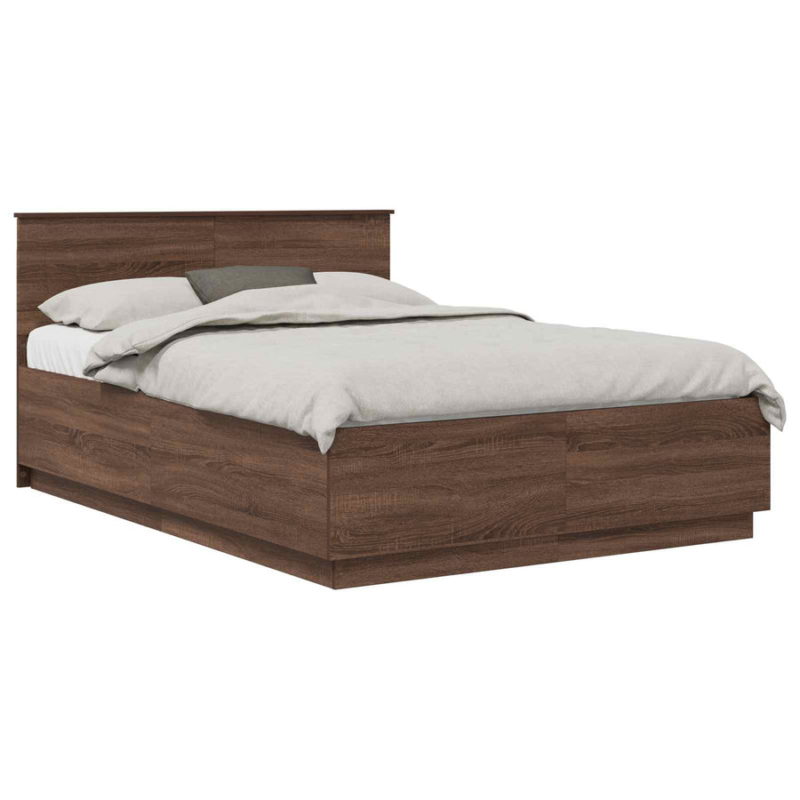 Bedframe met hoofdeinde Bruin Eiken 150 x 200 cm Bewerkt hout