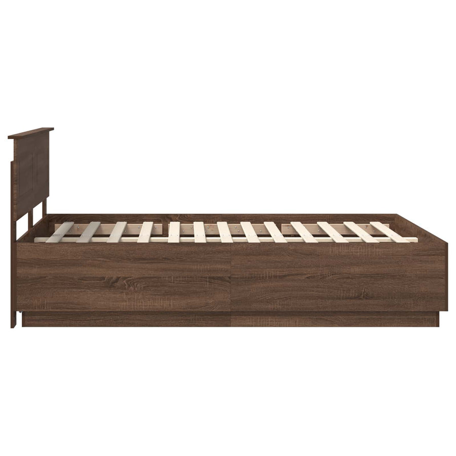 Bedframe met hoofdeinde Bruin Eiken 150 x 200 cm Bewerkt hout