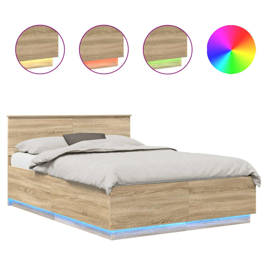Bedframe met hoofdeinde Sonoma Eiken 140 x 190 cm Bewerkt hout