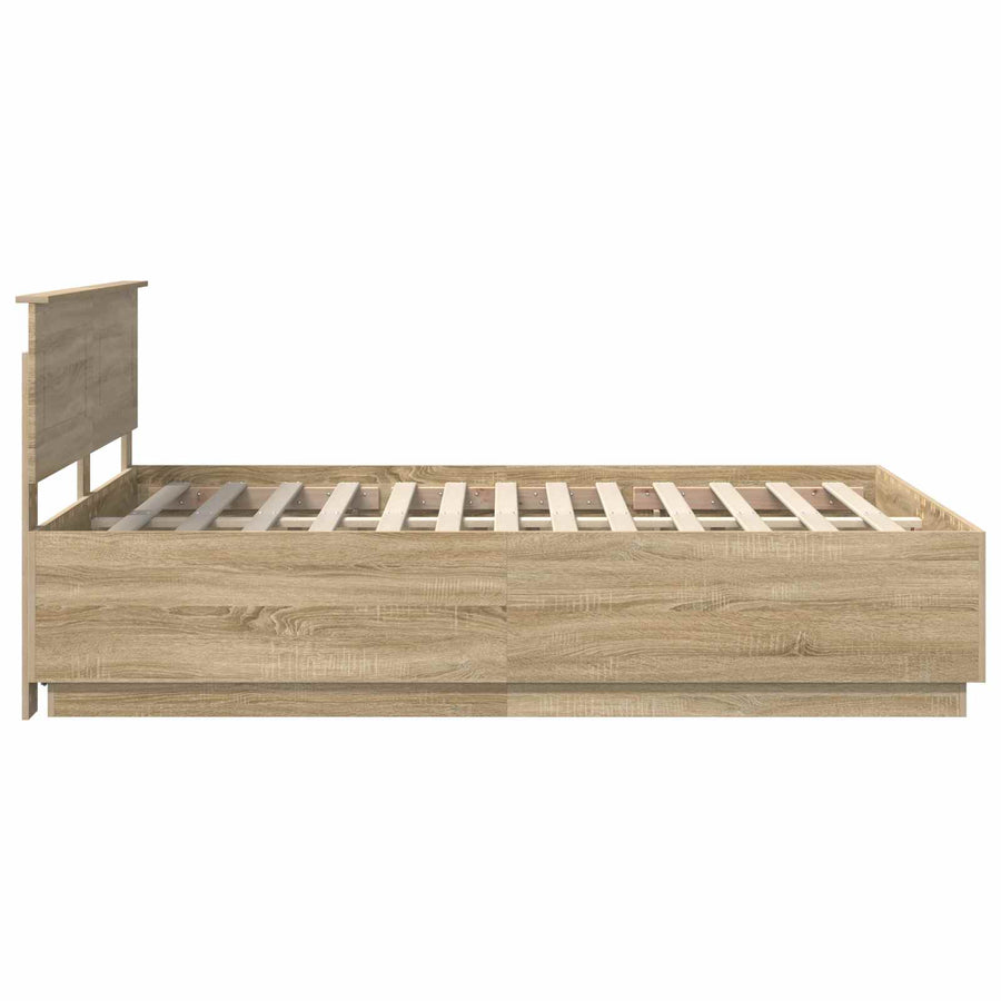 Bedframe met hoofdeinde Sonoma Eiken 140 x 200 cm Bewerkt hout