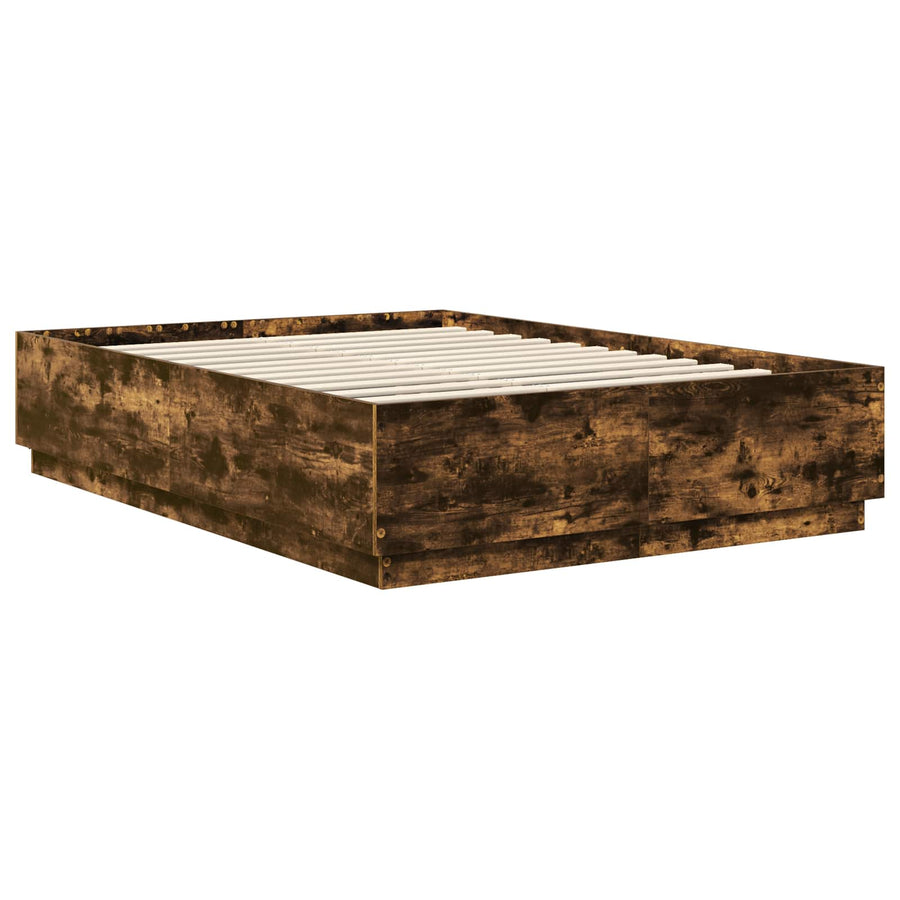 Bedframe met hoofdeinde Gerookt eiken 140 x 200 cm Bewerkt hout