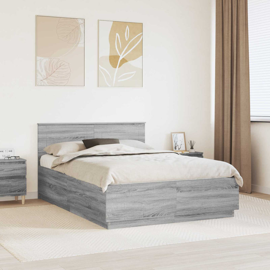 Bedframe met hoofdeinde Grijs Sonoma 140 x 200 cm Bewerkt hout