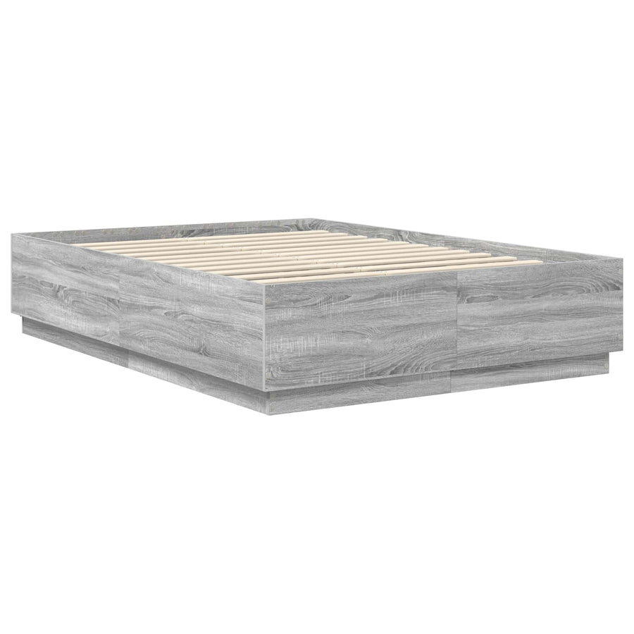 Bedframe met hoofdeinde Grijs Sonoma 140 x 200 cm Bewerkt hout