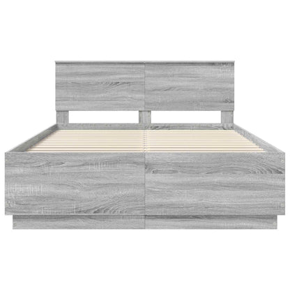 Bedframe met hoofdeinde Grijs Sonoma 140 x 200 cm Bewerkt hout