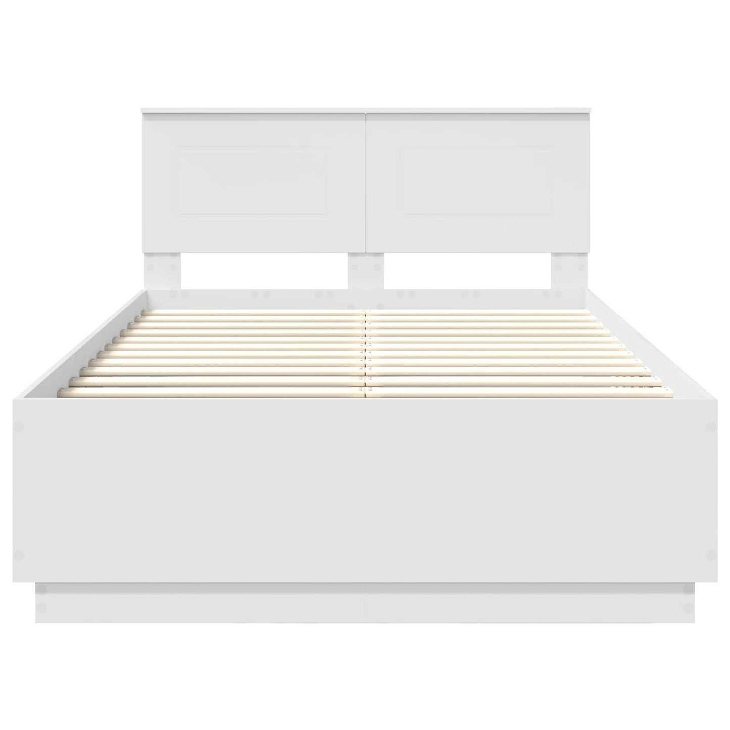Bedframe met LED-striplichten Wit 135 x 190 cm Bewerkt hout