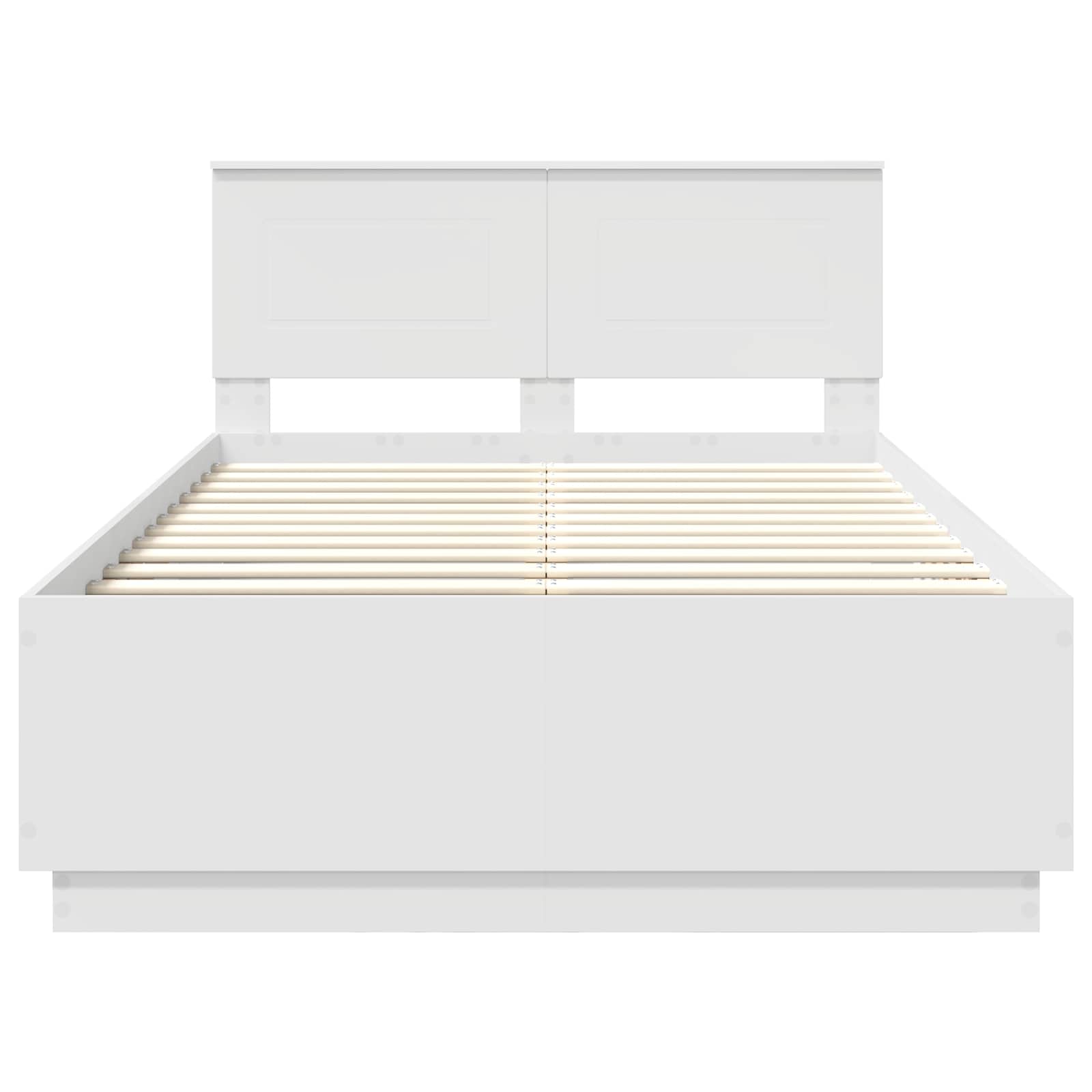 Bedframe met LED-striplichten Wit 135 x 190 cm Bewerkt hout