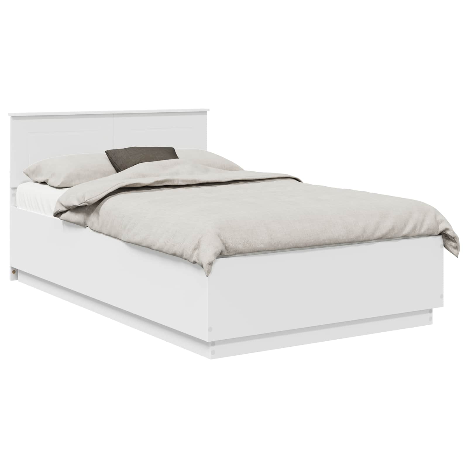 Bedframe met LED-striplichten Wit 135 x 190 cm Bewerkt hout