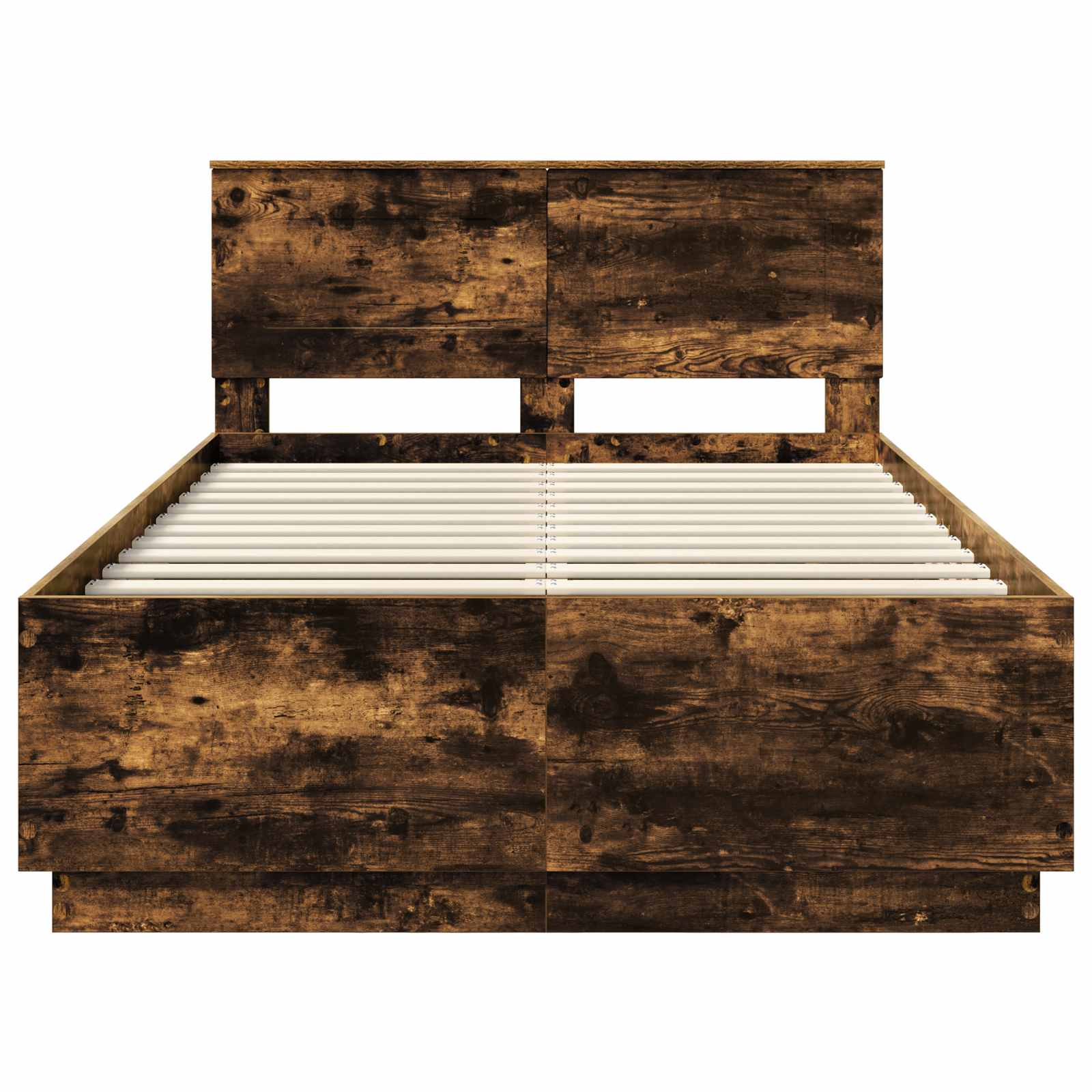 Bedframe met hoofdeinde Gerookt eiken 135 x 190 cm Bewerkt hout