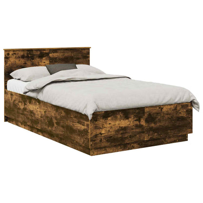 Bedframe met hoofdeinde Gerookt eiken 135 x 190 cm Bewerkt hout