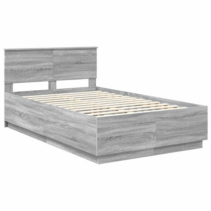 Bedframe met hoofdeinde Grijs Sonoma 135 x 190 cm Bewerkt hout