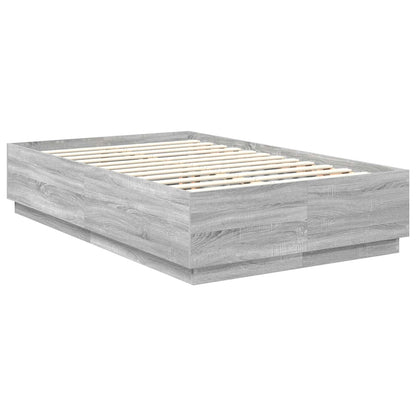 Bedframe met hoofdeinde Grijs Sonoma 135 x 190 cm Bewerkt hout