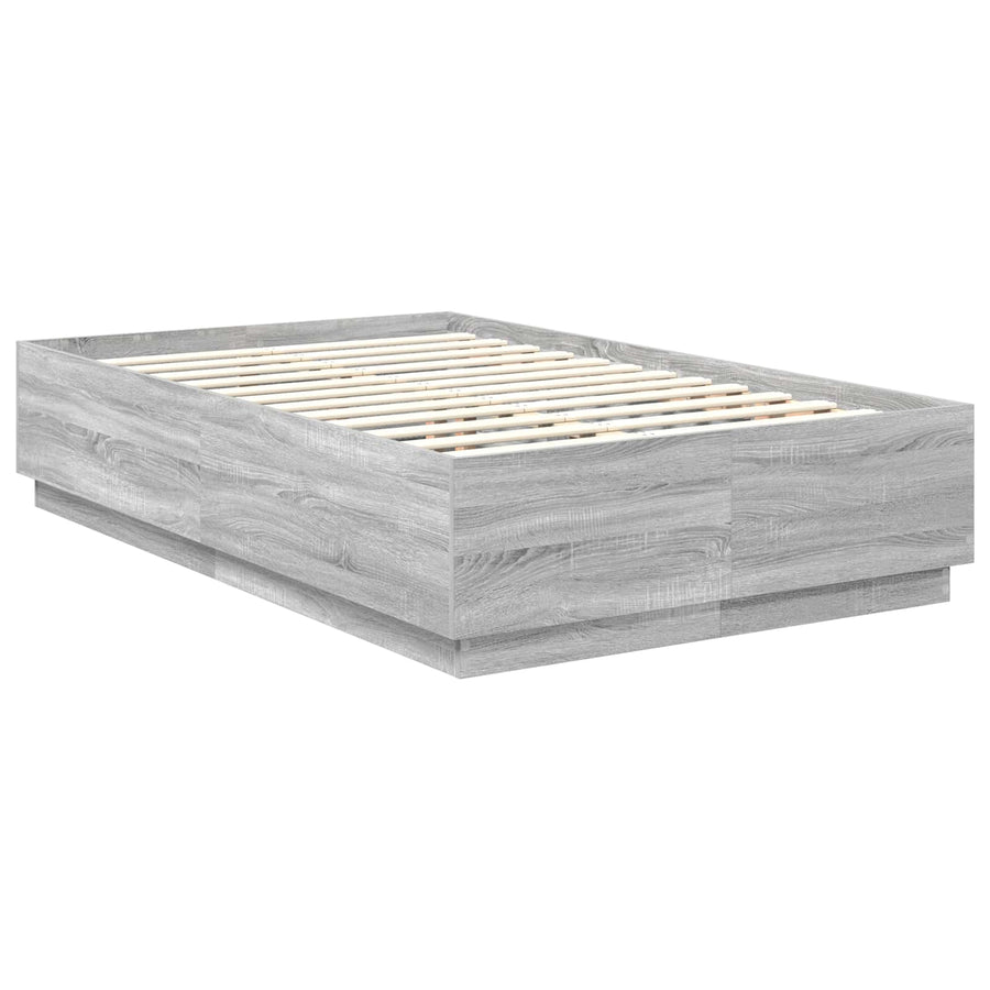 Bedframe met hoofdeinde Grijs Sonoma 135 x 190 cm Bewerkt hout