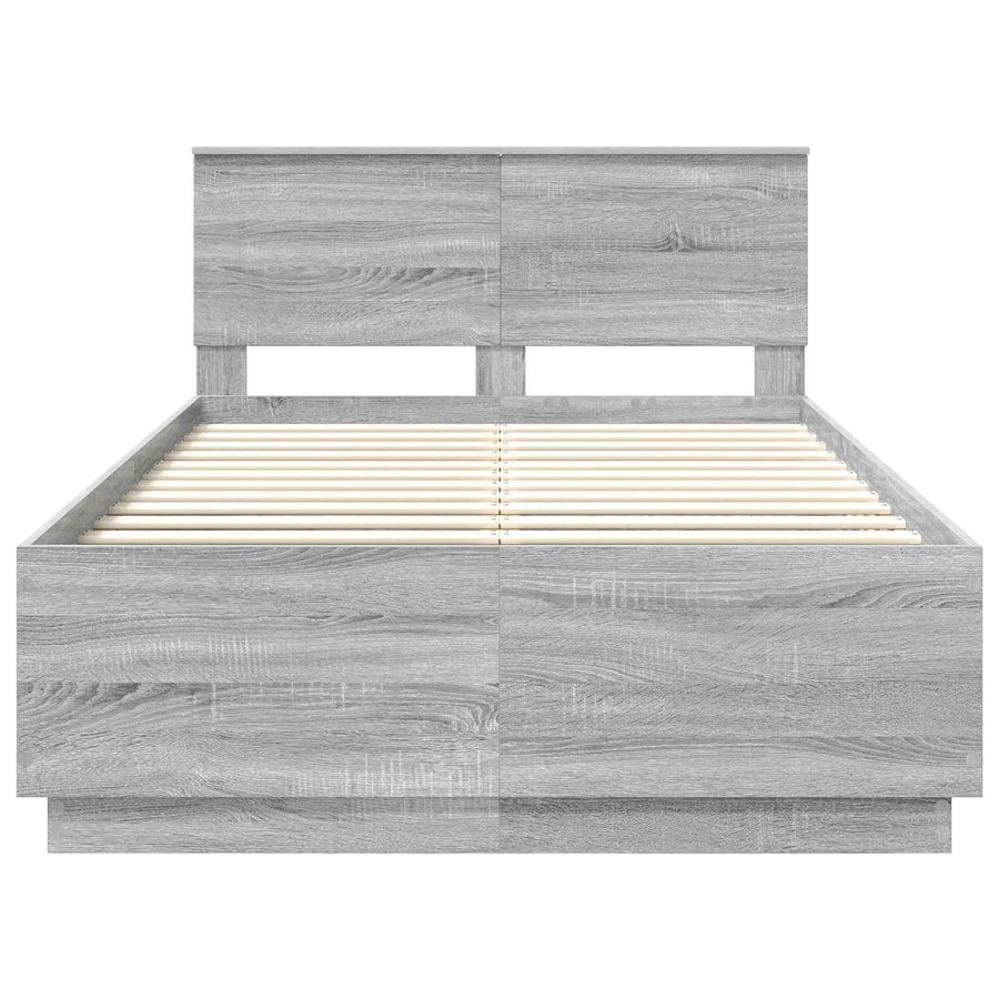Bedframe met hoofdeinde Grijs Sonoma 135 x 190 cm Bewerkt hout