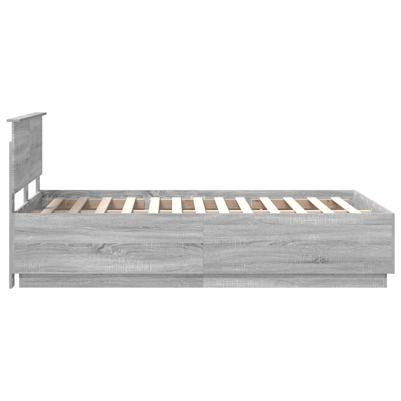 Bedframe met hoofdeinde Grijs Sonoma 135 x 190 cm Bewerkt hout