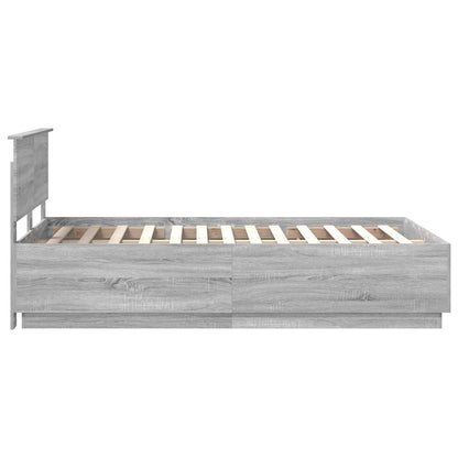 Bedframe met hoofdeinde Grijs Sonoma 135 x 190 cm Bewerkt hout