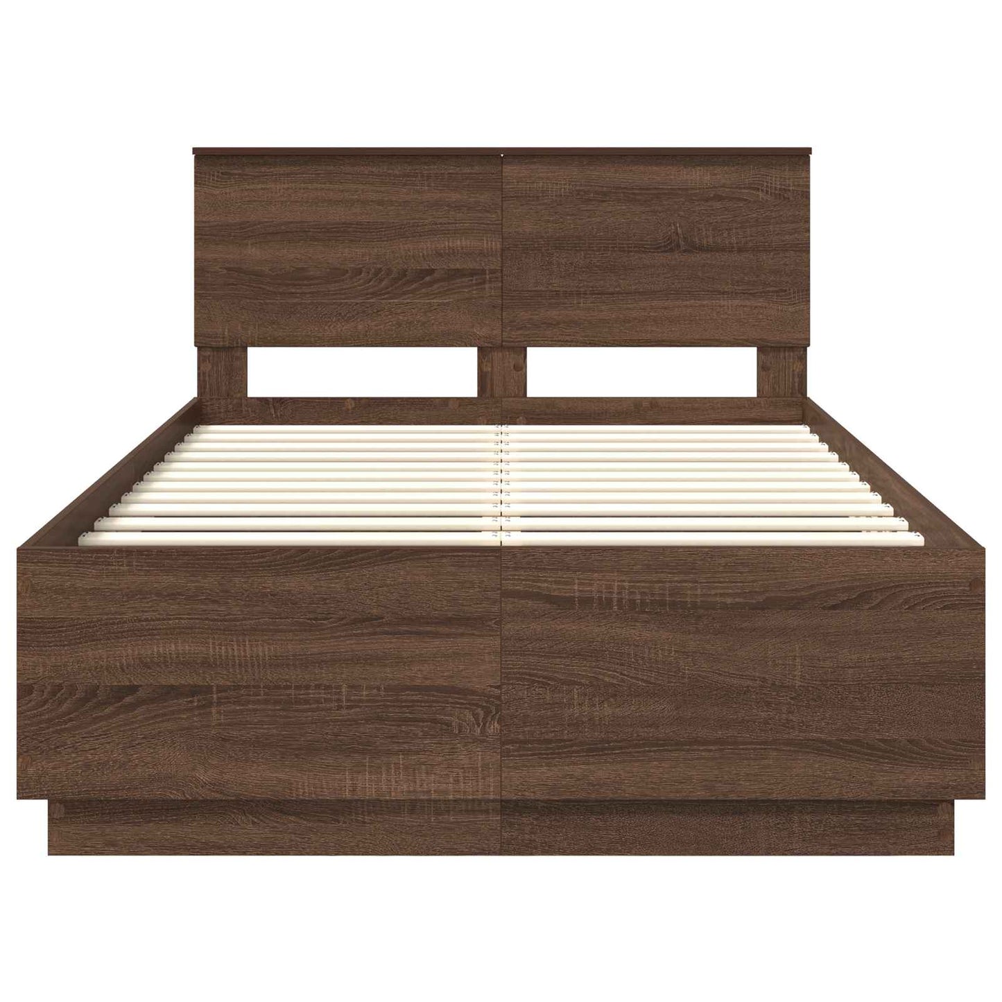 Bedframe met hoofdeinde Bruin Eiken 135 x 190 cm Bewerkt hout