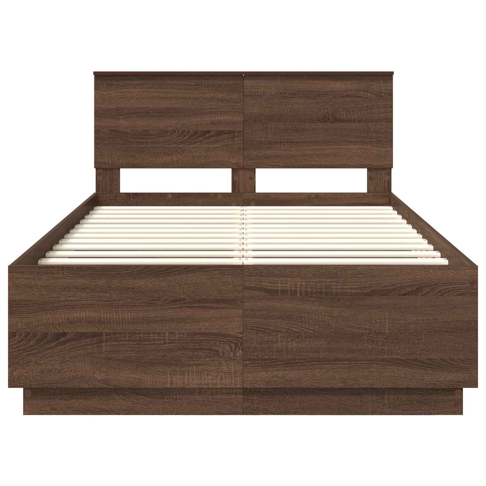 Bedframe met hoofdeinde Bruin Eiken 135 x 190 cm Bewerkt hout