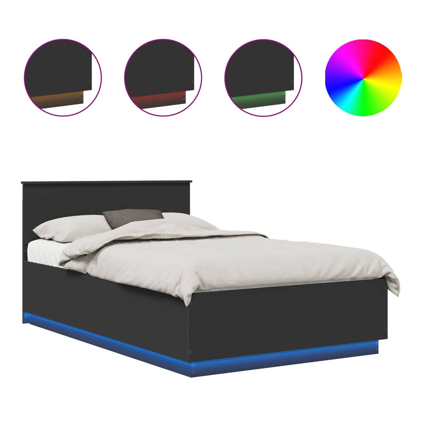 Bedframe met hoofdeinde Zwart 120 x 190 cm Bewerkt hout