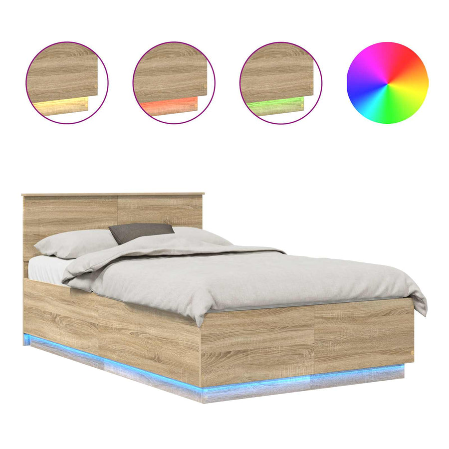 Bedframe met hoofdeinde Sonoma Eiken 120 x 190 cm Bewerkt hout