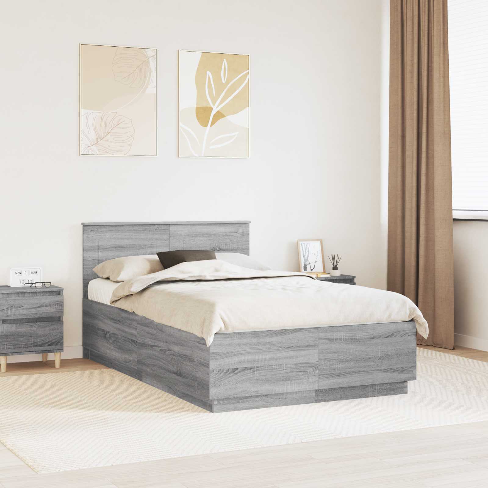 Bedframe met hoofdeinde Grijs Sonoma 120 x 190 cm Bewerkt hout