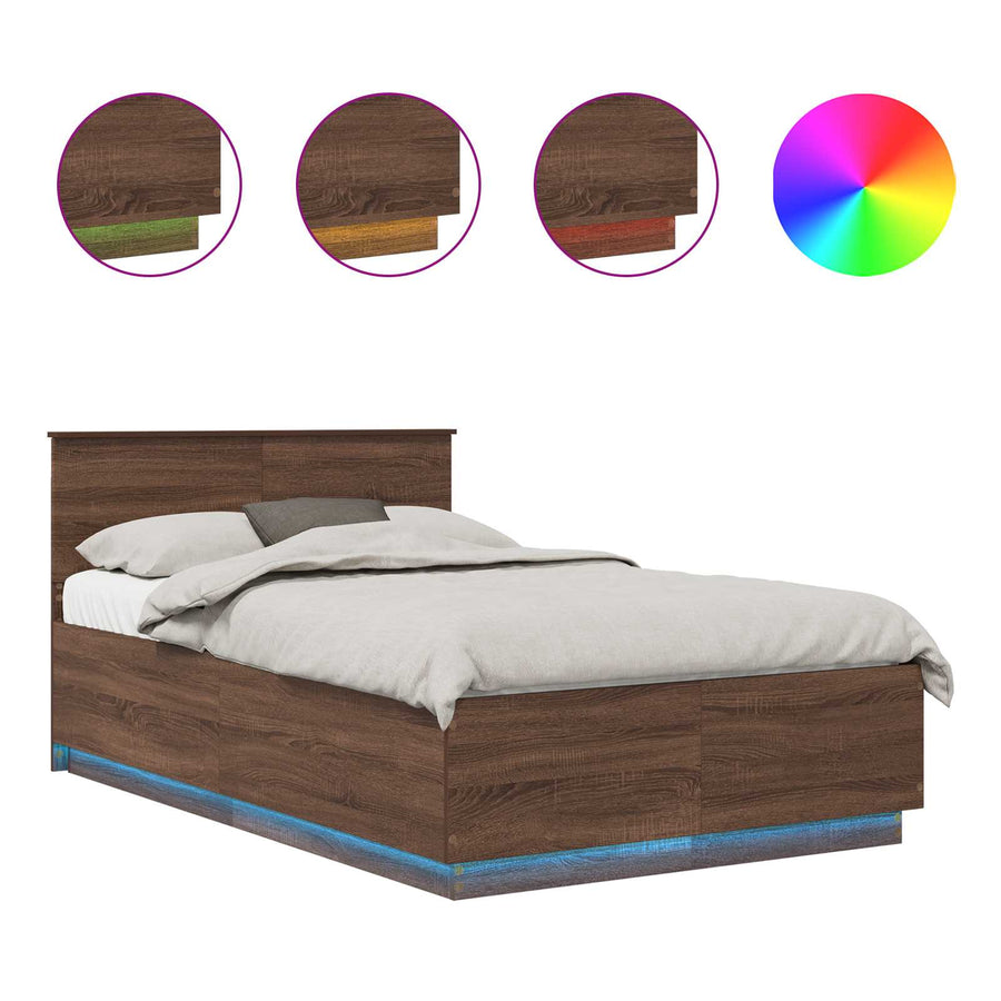 Bedframe met hoofdeinde Bruin Eiken 120 x 190 cm Bewerkt hout