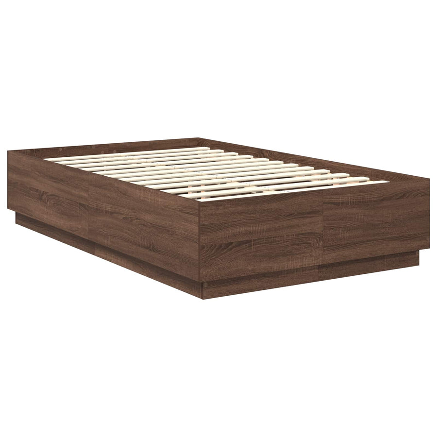 Bedframe met hoofdeinde Bruin Eiken 120 x 190 cm Bewerkt hout