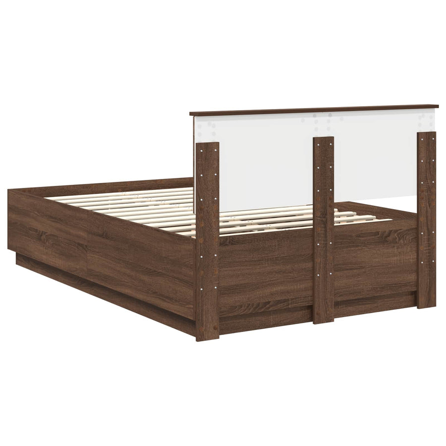 Bedframe met hoofdeinde Bruin Eiken 120 x 190 cm Bewerkt hout
