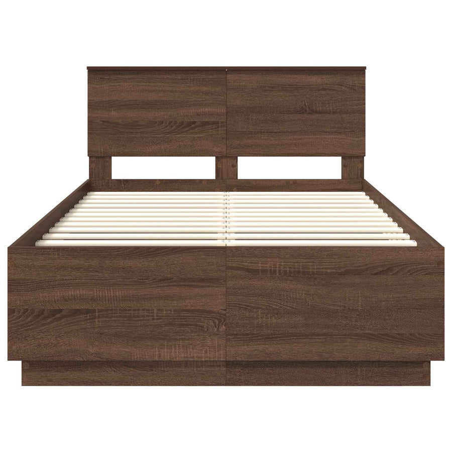 Bedframe met hoofdeinde Bruin Eiken 120 x 190 cm Bewerkt hout