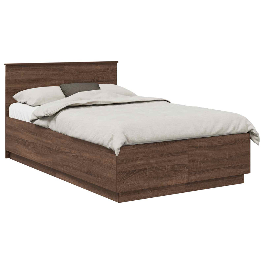 Bedframe met hoofdeinde Bruin Eiken 120 x 190 cm Bewerkt hout