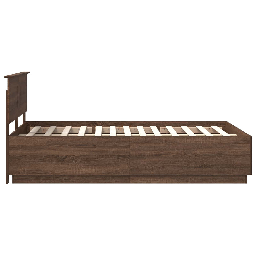Bedframe met hoofdeinde Bruin Eiken 120 x 190 cm Bewerkt hout