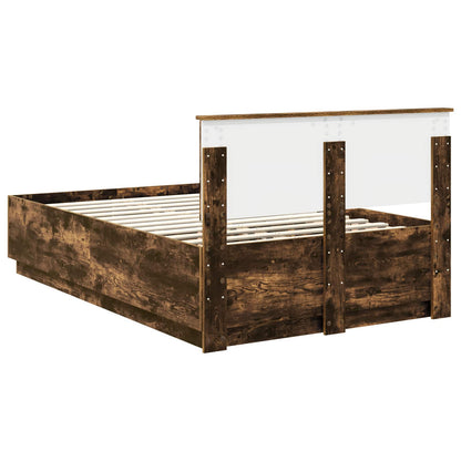 Bedframe met hoofdeinde Gerookt eiken 120 x 200 cm Bewerkt hout