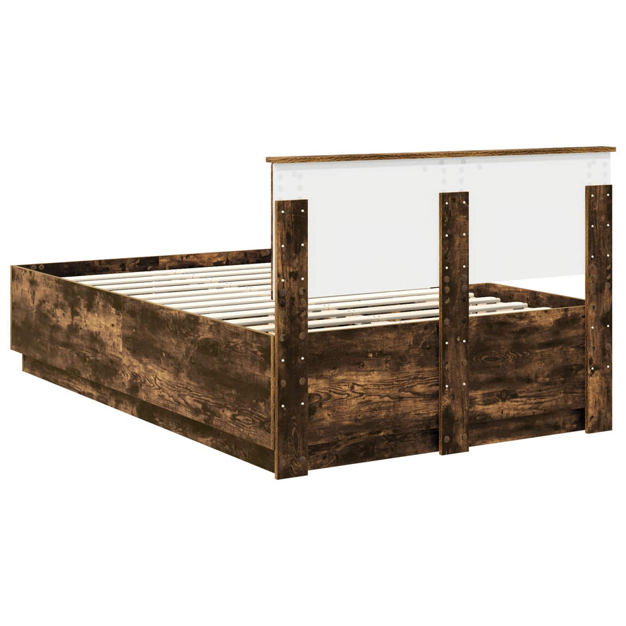 Bedframe met hoofdeinde Gerookt eiken 120 x 200 cm Bewerkt hout