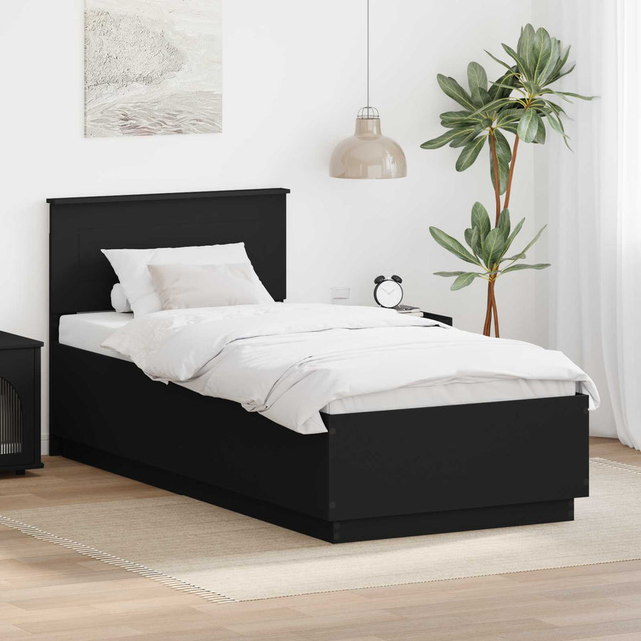 Bedframe met LED-striplichten Zwart 100 x 200 cm Bewerkt hout