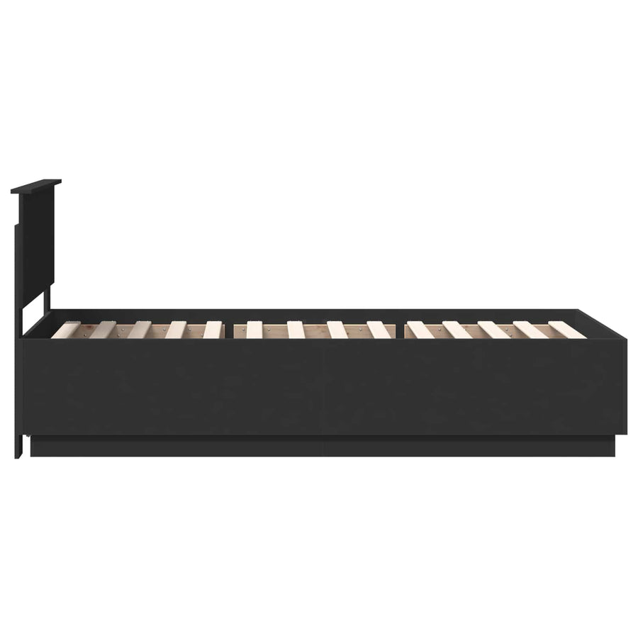 Bedframe met LED-striplichten Zwart 100 x 200 cm Bewerkt hout